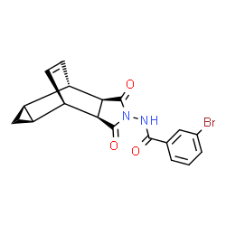ChemSpider 2D Image | 3-Bromo-N-[(1R,2S,6R,7S,8R,10S)-3,5-dioxo-4-azatetracyclo[5.3.2.0~2,6~.0~8,10~]dodec-11-en-4-yl]benzamide | C18H15BrN2O3