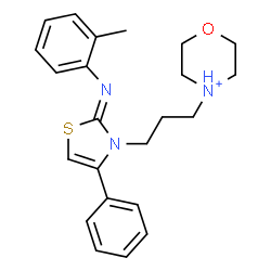 ChemSpider 2D Image | 4-{3-[(2Z)-2-[(2-Methylphenyl)imino]-4-phenyl-1,3-thiazol-3(2H)-yl]propyl}morpholin-4-ium | C23H28N3OS