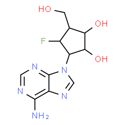 ChemSpider 2D Image | 3-Adenin-9-yl-4-fluoro-5-(hydroxymethyl)-1,2-cyclopentanediol | C11H14FN5O3