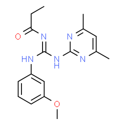 ChemSpider 2D Image | N-[N'-(4,6-dimethylpyrimidin-2-yl)-N-(3-methoxyphenyl)carbamimidoyl]propanamide | C17H21N5O2