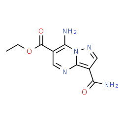 ChemSpider 2D Image | Ethyl 7-amino-3-carbamoylpyrazolo[1,5-a]pyrimidine-6-carboxylate | C10H11N5O3