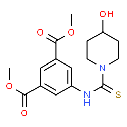 ChemSpider 2D Image | Dimethyl 5-{[(4-hydroxypiperidin-1-yl)carbothioyl]amino}isophthalate | C16H20N2O5S