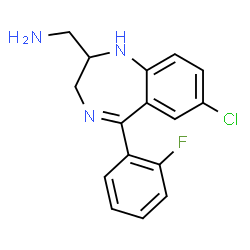 ChemSpider 2D Image | 1-[7-Chloro-5-(2-fluorophenyl)-2,3-dihydro-1H-1,4-benzodiazepin-2-yl]methanamine | C16H15ClFN3