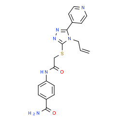 ChemSpider 2D Image | 4-[({[4-Allyl-5-(4-pyridinyl)-4H-1,2,4-triazol-3-yl]sulfanyl}acetyl)amino]benzamide | C19H18N6O2S