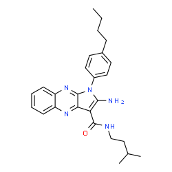 ChemSpider 2D Image | 2-Amino-1-(4-butylphenyl)-N-(3-methylbutyl)-1H-pyrrolo[2,3-b]quinoxaline-3-carboxamide | C26H31N5O