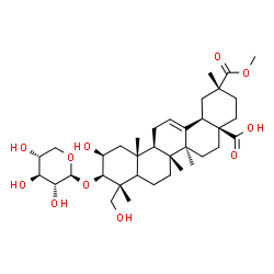 ChemSpider 2D Image | (2beta,3beta,5xi,18alpha)-2,23-Dihydroxy-29-methoxy-29-oxo-3-(beta-D-xylopyranosyloxy)olean-12-en-28-oic acid | C36H56O11