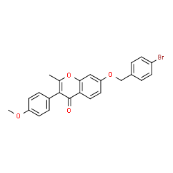 ChemSpider 2D Image | 7-[(4-Bromobenzyl)oxy]-3-(4-methoxyphenyl)-2-methyl-4H-chromen-4-one | C24H19BrO4