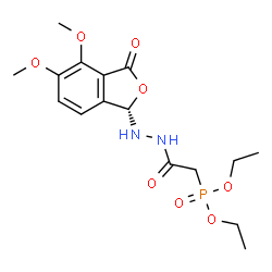 ChemSpider 2D Image | Diethyl (2-{2-[(1S)-4,5-dimethoxy-3-oxo-1,3-dihydro-2-benzofuran-1-yl]hydrazino}-2-oxoethyl)phosphonate | C16H23N2O8P