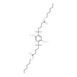 ChemSpider 2D Image | Dihexyl 5,5'-(2,5-dihydroxy-1,4-phenylene)bis(5-methylhexanoate) | C32H54O6