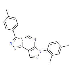 ChemSpider 2D Image | 7-(2,4-Dimethylphenyl)-3-(4-methylphenyl)-7H-pyrazolo[4,3-e][1,2,4]triazolo[4,3-c]pyrimidine | C21H18N6