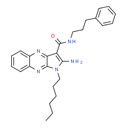 ChemSpider 2D Image | 2-Amino-1-hexyl-N-(3-phenylpropyl)-1H-pyrrolo[2,3-b]quinoxaline-3-carboxamide | C26H31N5O