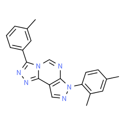 ChemSpider 2D Image | 7-(2,4-Dimethylphenyl)-3-(3-methylphenyl)-7H-pyrazolo[4,3-e][1,2,4]triazolo[4,3-c]pyrimidine | C21H18N6