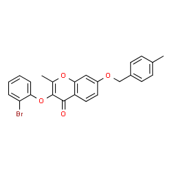 ChemSpider 2D Image | 3-(2-Bromophenoxy)-2-methyl-7-[(4-methylbenzyl)oxy]-4H-chromen-4-one | C24H19BrO4