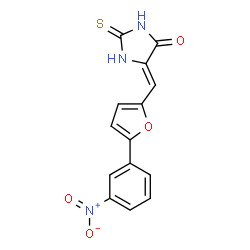 ChemSpider 2D Image | (5Z)-5-{[5-(3-Nitrophenyl)-2-furyl]methylene}-2-thioxo-4-imidazolidinone | C14H9N3O4S