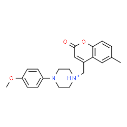 ChemSpider 2D Image | 4-(4-Methoxyphenyl)-1-[(6-methyl-2-oxo-2H-chromen-4-yl)methyl]piperazin-1-ium | C22H25N2O3