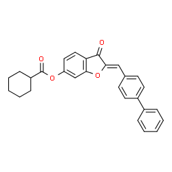 ChemSpider 2D Image | (2Z)-2-(4-Biphenylylmethylene)-3-oxo-2,3-dihydro-1-benzofuran-6-yl cyclohexanecarboxylate | C28H24O4