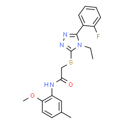 ChemSpider 2D Image | 2-{[4-Ethyl-5-(2-fluorophenyl)-4H-1,2,4-triazol-3-yl]sulfanyl}-N-(2-methoxy-5-methylphenyl)acetamide | C20H21FN4O2S