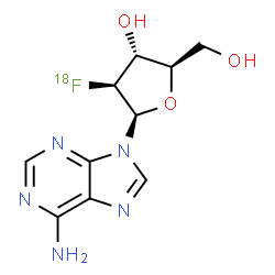 ChemSpider 2D Image | 9-[2-Deoxy-2-(~18~F)fluoro-beta-D-arabinofuranosyl]-9H-purin-6-amine | C10H1218FN5O3