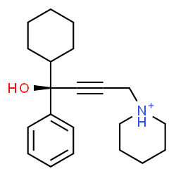 ChemSpider 2D Image | 1-[(4R)-4-Cyclohexyl-4-hydroxy-4-phenyl-2-butyn-1-yl]piperidinium | C21H30NO