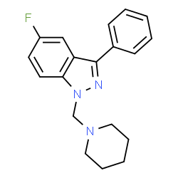 ChemSpider 2D Image | 5-Fluoro-3-phenyl-1-(1-piperidinylmethyl)-1H-indazole | C19H20FN3