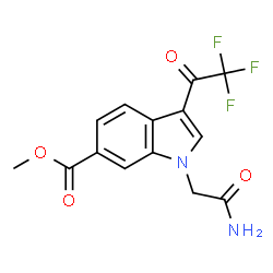 ChemSpider 2D Image | Methyl 1-(2-amino-2-oxoethyl)-3-(trifluoroacetyl)-1H-indole-6-carboxylate | C14H11F3N2O4