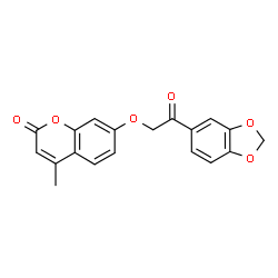 ChemSpider 2D Image | 7-[2-(1,3-Benzodioxol-5-yl)-2-oxoethoxy]-4-methyl-2H-chromen-2-one | C19H14O6