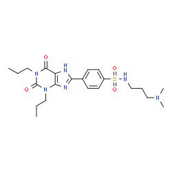ChemSpider 2D Image | N-[3-(Dimethylamino)propyl]-4-(2,6-dioxo-1,3-dipropyl-2,3,6,7-tetrahydro-1H-purin-8-yl)benzenesulfonamide | C22H32N6O4S