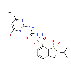 ChemSpider 2D Image | N-[(4,6-Dimethoxy-2-pyrimidinyl)carbamoyl]-2-isopropyl-2,3-dihydro-1,2-benzothiazole-7-sulfonamide 1,1-dioxide | C17H21N5O7S2