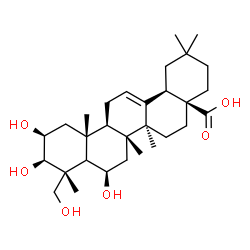 ChemSpider 2D Image | (2beta,3beta,5xi,6beta,18alpha)-2,3,6,23-Tetrahydroxyolean-12-en-28-oic acid | C30H48O6