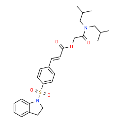 ChemSpider 2D Image | 2-(Diisobutylamino)-2-oxoethyl (2E)-3-[4-(2,3-dihydro-1H-indol-1-ylsulfonyl)phenyl]acrylate | C27H34N2O5S