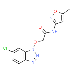 ChemSpider 2D Image | 2-[(6-Chloro-1H-benzotriazol-1-yl)oxy]-N-(5-methyl-1,2-oxazol-3-yl)acetamide | C12H10ClN5O3