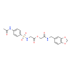 ChemSpider 2D Image | 2-[(1,3-Benzodioxol-5-ylmethyl)amino]-2-oxoethyl N-[(4-acetamidophenyl)sulfonyl]glycinate | C20H21N3O8S