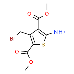 ChemSpider 2D Image | Dimethyl 5-amino-3-(bromomethyl)-2,4-thiophenedicarboxylate | C9H10BrNO4S