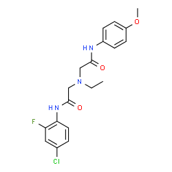 ChemSpider 2D Image | 2-[{2-[(4-Chloro-2-fluorophenyl)amino]-2-oxoethyl}(ethyl)amino]-N-(4-methoxyphenyl)acetamide | C19H21ClFN3O3