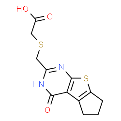 ChemSpider 2D Image | ([(4-OXO-3,5,6,7-TETRAHYDRO-4H-CYCLOPENTA[4,5]THIENO[2,3-D]PYRIMIDIN-2-YL)METHYL]THIO)ACETIC ACID | C12H12N2O3S2