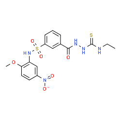 ChemSpider 2D Image | N-Ethyl-2-{3-[(2-methoxy-5-nitrophenyl)sulfamoyl]benzoyl}hydrazinecarbothioamide | C17H19N5O6S2