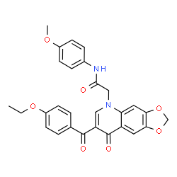 ChemSpider 2D Image | 2-[7-(4-Ethoxybenzoyl)-8-oxo[1,3]dioxolo[4,5-g]quinolin-5(8H)-yl]-N-(4-methoxyphenyl)acetamide | C28H24N2O7