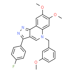 ChemSpider 2D Image | 3-(4-Fluorophenyl)-7,8-dimethoxy-5-(3-methoxybenzyl)-5H-pyrazolo[4,3-c]quinoline | C26H22FN3O3