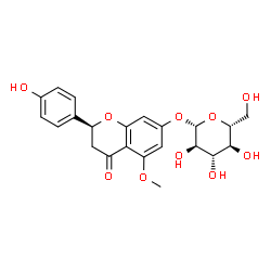 ChemSpider 2D Image | (2S)-2-(4-Hydroxyphenyl)-5-methoxy-4-oxo-3,4-dihydro-2H-chromen-7-yl beta-D-glucopyranoside | C22H24O10