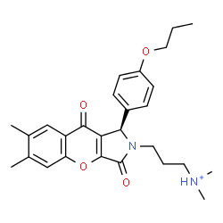 ChemSpider 2D Image | 3-[(1R)-6,7-Dimethyl-3,9-dioxo-1-(4-propoxyphenyl)-3,9-dihydrochromeno[2,3-c]pyrrol-2(1H)-yl]-N,N-dimethyl-1-propanaminium | C27H33N2O4