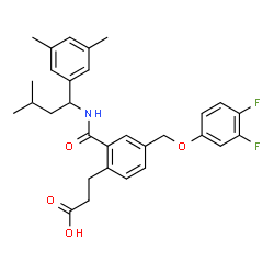 ChemSpider 2D Image | 3-(4-[(3,4-Difluorophenoxy)methyl]-2-{[1-(3,5-dimethylphenyl)-3-methylbutyl]carbamoyl}phenyl)propanoic acid | C30H33F2NO4
