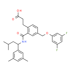 ChemSpider 2D Image | 3-(4-[(3,5-Difluorophenoxy)methyl]-2-{[1-(3,5-dimethylphenyl)-3-methylbutyl]carbamoyl}phenyl)propanoic acid | C30H33F2NO4