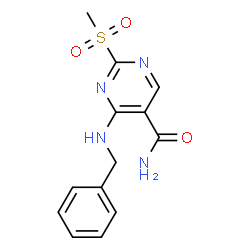 ChemSpider 2D Image | 4-(Benzylamino)-2-(methylsulfonyl)-5-pyrimidinecarboxamide | C13H14N4O3S