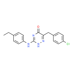ChemSpider 2D Image | 6-(4-Chlorobenzyl)-3-[(4-ethylphenyl)amino]-1,2,4-triazin-5(2H)-one | C18H17ClN4O