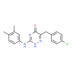 ChemSpider 2D Image | 6-(4-Chlorobenzyl)-3-[(3,4-dimethylphenyl)amino]-1,2,4-triazin-5(2H)-one | C18H17ClN4O