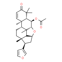 ChemSpider 2D Image | (5alpha,6alpha,7beta,8xi,13alpha,14xi,15alpha,17alpha)-17-(3-Furyl)-4,4,8-trimethyl-3-oxo-7,15-epoxyandrost-1-en-6-yl acetate | C28H36O5