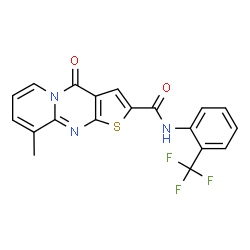 ChemSpider 2D Image | 9-Methyl-4-oxo-N-[2-(trifluoromethyl)phenyl]-4H-pyrido[1,2-a]thieno[2,3-d]pyrimidine-2-carboxamide | C19H12F3N3O2S