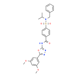 ChemSpider 2D Image | 4-[Benzyl(isopropyl)sulfamoyl]-N-[5-(3,5-dimethoxyphenyl)-1,3,4-oxadiazol-2-yl]benzamide | C27H28N4O6S