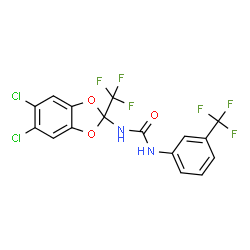 ChemSpider 2D Image | 1-[5,6-Dichloro-2-(trifluoromethyl)-1,3-benzodioxol-2-yl]-3-[3-(trifluoromethyl)phenyl]urea | C16H8Cl2F6N2O3