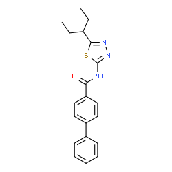 ChemSpider 2D Image | N-[5-(3-Pentanyl)-1,3,4-thiadiazol-2-yl]-4-biphenylcarboxamide | C20H21N3OS